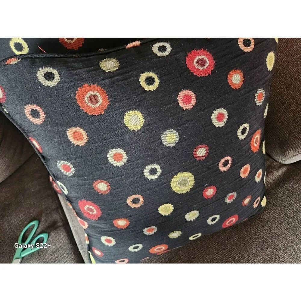 Throw pillows, black with multi-colored pattern - Picture 7 of 7